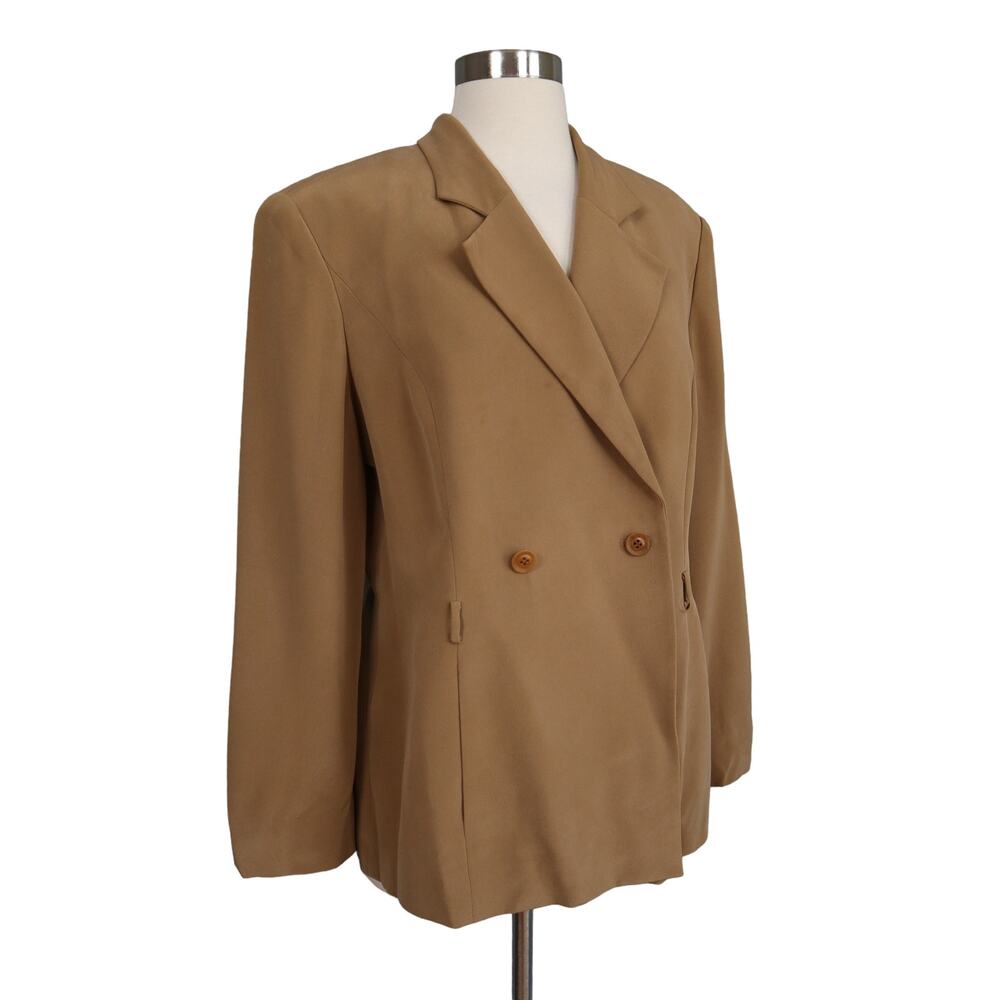 Due Per Due‎ Womens Vintage Double Breasted Silk Blazer Size 12 Academia Career